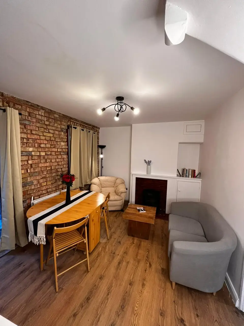 Dining and lounge space with television